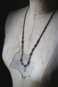 November's Eve. Hand-strung Long Beaded Pendant Necklace.