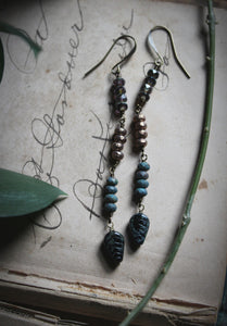 The Sacred Grove | Storyteller Series. Sacred Grove Earrings, No.2  Hand-beaded Linear Drop Earrings.