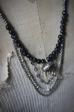 Load image into Gallery viewer, The Night Sky Collection | Orion&#39;s Belt. Blue Goldstone &amp; Glass Beaded Necklace.