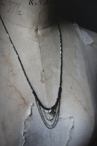 The Night Sky Collection | Orion's Belt. Blue Goldstone & Glass Beaded Necklace.