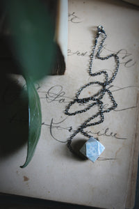 The Sacred Grove | Gossamer. Vintage White Aurora Borealis Ceramic Bead Necklace.