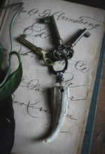 Load image into Gallery viewer, The Sacred Grove | The Gatekeeper, Stag. Woodland Naturally Shed Deer Antler Vintage Key Ring.