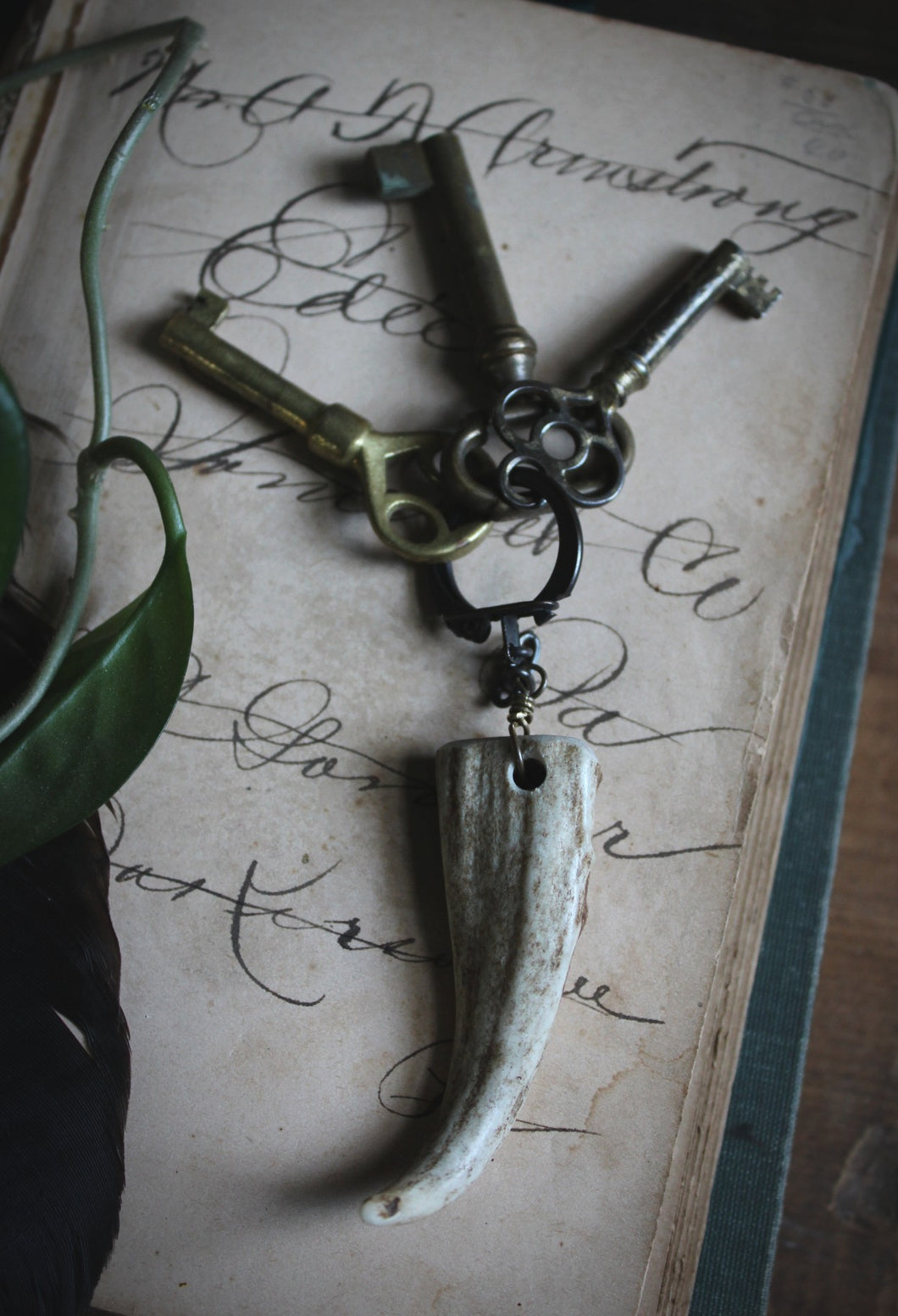 The Sacred Grove | The Gatekeeper, Stag. Woodland Naturally Shed Deer Antler Vintage Key Ring.