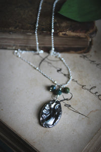 The Sacred Grove | Fern. Botanical Hand Forged Oxidized Fine Silver Pendant & Sterling Necklace.