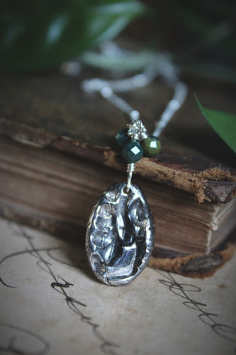 The Sacred Grove | Fern. Botanical Hand Forged Oxidized Fine Silver Pendant & Sterling Necklace.