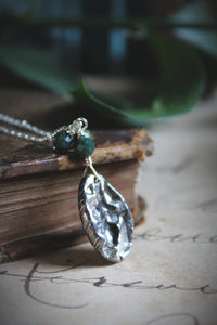 The Sacred Grove | Fern. Botanical Hand Forged Oxidized Fine Silver Pendant & Sterling Necklace.