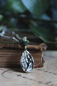 The Sacred Grove | Fern. Botanical Hand Forged Oxidized Fine Silver Pendant & Sterling Necklace.