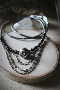 The Night Sky Collection | Orion's Belt. Blue Goldstone & Glass Beaded Necklace.