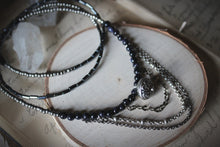 Load image into Gallery viewer, The Night Sky Collection | Orion&#39;s Belt. Blue Goldstone &amp; Glass Beaded Necklace.