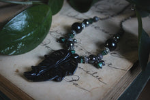 Load image into Gallery viewer, The Sacred Grove | Black Oak. Gemstone &amp; Glass Gunmetal Pendant Necklace.