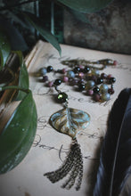 Load image into Gallery viewer, The Sacred Grove | Flourish. Beaded Antiqued Brass Tassel Necklace.