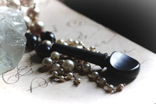 Load image into Gallery viewer, 13 House Theater | Violin Concerto. Storyteller Series. Vintage Violin Peg &amp; Faux Pearl Statement Necklace.
