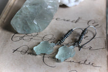 Load image into Gallery viewer, Nine Daughters  |  Green Sea. Carved Frosted Glass Earrings.