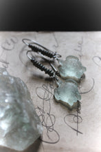 Load image into Gallery viewer, Nine Daughters  |  Green Sea. Carved Frosted Glass Earrings.