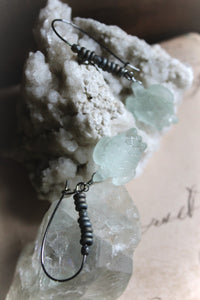 Nine Daughters  |  Green Sea. Carved Frosted Glass Earrings.