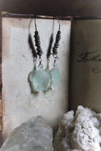 Load image into Gallery viewer, Nine Daughters  |  Green Sea. Carved Frosted Glass Earrings.