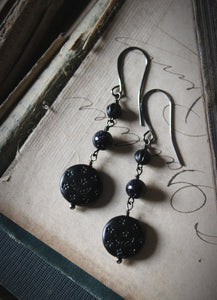 The Night Sky Collection | Dark of the Night. Blue Goldstone & Vintage Acrylic Earrings.