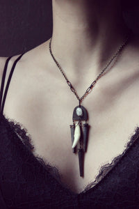 Erebus Holt | No.2. Storyteller Series. Antiqued Brass, Antique Nail & Moonstone Necklace.