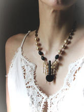 Load image into Gallery viewer, 13 House Theater | Violin Concerto. Storyteller Series. Vintage Violin Peg &amp; Faux Pearl Statement Necklace.