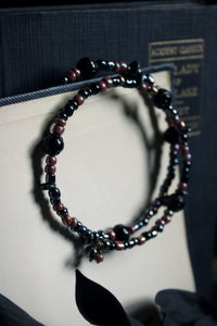 Magick Mirror. Hand-strung Ceramic & Glass Beaded Coil Bracelet.