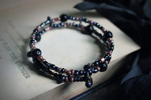 Magick Mirror. Hand-strung Ceramic & Glass Beaded Coil Bracelet.