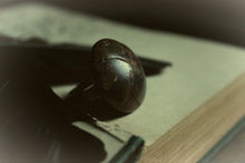 Load image into Gallery viewer, Sweater Weather. Vintage Leather Button &amp; Antiqued Brass Ring.