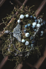 Load image into Gallery viewer, Moss &amp; Moth Wings | Luna Moth. Asymmetrical Gemstone Necklace.