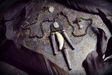 Load image into Gallery viewer, Erebus Holt | No.2. Storyteller Series. Antiqued Brass, Antique Nail &amp; Moonstone Necklace.