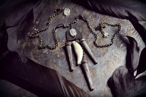 Erebus Holt | No.2. Storyteller Series. Antiqued Brass, Antique Nail & Moonstone Necklace.