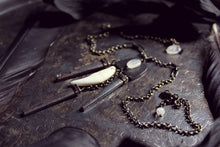 Load image into Gallery viewer, Erebus Holt | No.2. Storyteller Series. Antiqued Brass, Antique Nail &amp; Moonstone Necklace.