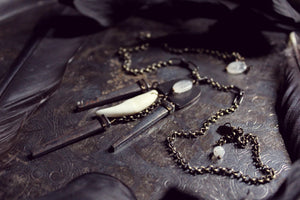 Erebus Holt | No.2. Storyteller Series. Antiqued Brass, Antique Nail & Moonstone Necklace.