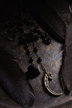 Load image into Gallery viewer, The Harpy. Storyteller Series. Antiqued Brass Cast Talon, Wood Bead &amp; Gemstone Necklace.