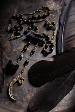 Load image into Gallery viewer, The Harpy. Storyteller Series. Antiqued Brass Cast Talon, Wood Bead &amp; Gemstone Necklace.