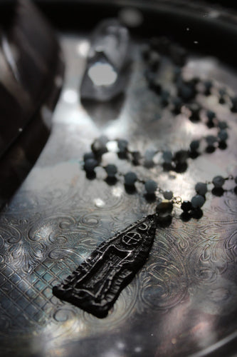 Temple of the Longest Night. Storyteller Series. Artisan Pewter & Aquamarine Necklace.