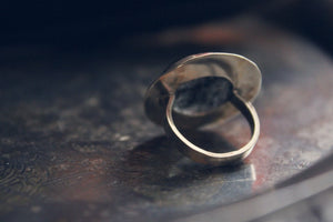 Vintage Artisan Tourmalinated Quartz & Sterling Silver Ring.