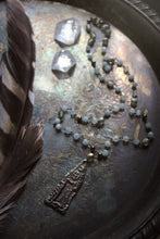 Load image into Gallery viewer, Temple of the Longest Night. Storyteller Series. Artisan Pewter &amp; Aquamarine Necklace.