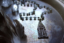 Load image into Gallery viewer, Temple of the Longest Night. Storyteller Series. Artisan Pewter &amp; Aquamarine Necklace.