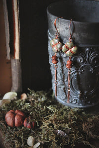 Moss & Moth Wings | Fairytale. Artisan Glass & Goldstone Earrings.