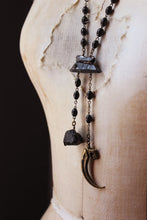 Load image into Gallery viewer, The Harpy. Storyteller Series. Antiqued Brass Cast Talon, Wood Bead &amp; Gemstone Necklace.