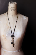 Load image into Gallery viewer, The Harpy. Storyteller Series. Antiqued Brass Cast Talon, Wood Bead &amp; Gemstone Necklace.