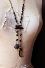 Load image into Gallery viewer, The Harpy. Storyteller Series. Antiqued Brass Cast Talon, Wood Bead &amp; Gemstone Necklace.