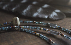 Coastal. Hand-strung Long Layering Beaded Necklace.