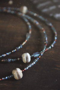 Coastal. Hand-strung Long Layering Beaded Necklace.