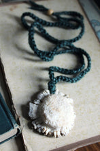 Load image into Gallery viewer, Spirits of Greenwood. Rustic Hand Crocheted Naturally Shed Deer Antler Unisex Necklace.