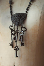 Load image into Gallery viewer, The Chatelaine of Lagonsteed Manor. Storyteller Series. Antique Buckle &amp; Skeleton Key Statement Necklace.