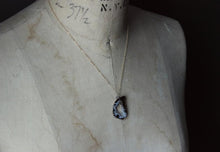 Load image into Gallery viewer, Delve. Modern 14k Gold Geode Crystal Drusy Slice Pendant &amp; Sterling Necklace.