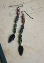 Load image into Gallery viewer, The Sacred Grove. Storyteller Series. Hand-beaded Linear Drop Earrings.