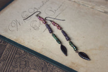 Load image into Gallery viewer, The Sacred Grove. Storyteller Series. Hand-beaded Linear Drop Earrings.