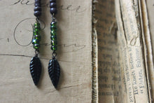 Load image into Gallery viewer, The Sacred Grove. Storyteller Series. Hand-beaded Linear Drop Earrings.