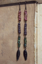 Load image into Gallery viewer, The Sacred Grove. Storyteller Series. Hand-beaded Linear Drop Earrings.
